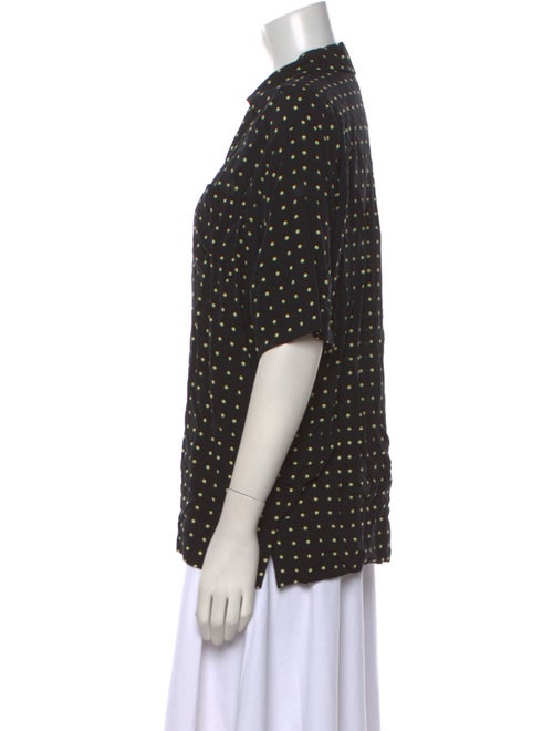 ROTATE Birger Christensen Polka Dot Print Short Sleeve Button-Up Top