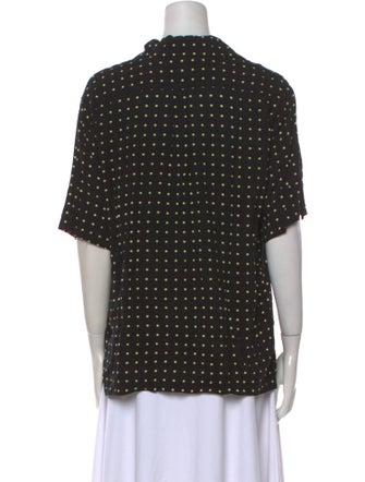 ROTATE Birger Christensen Polka Dot Print Short Sleeve Button-Up Top