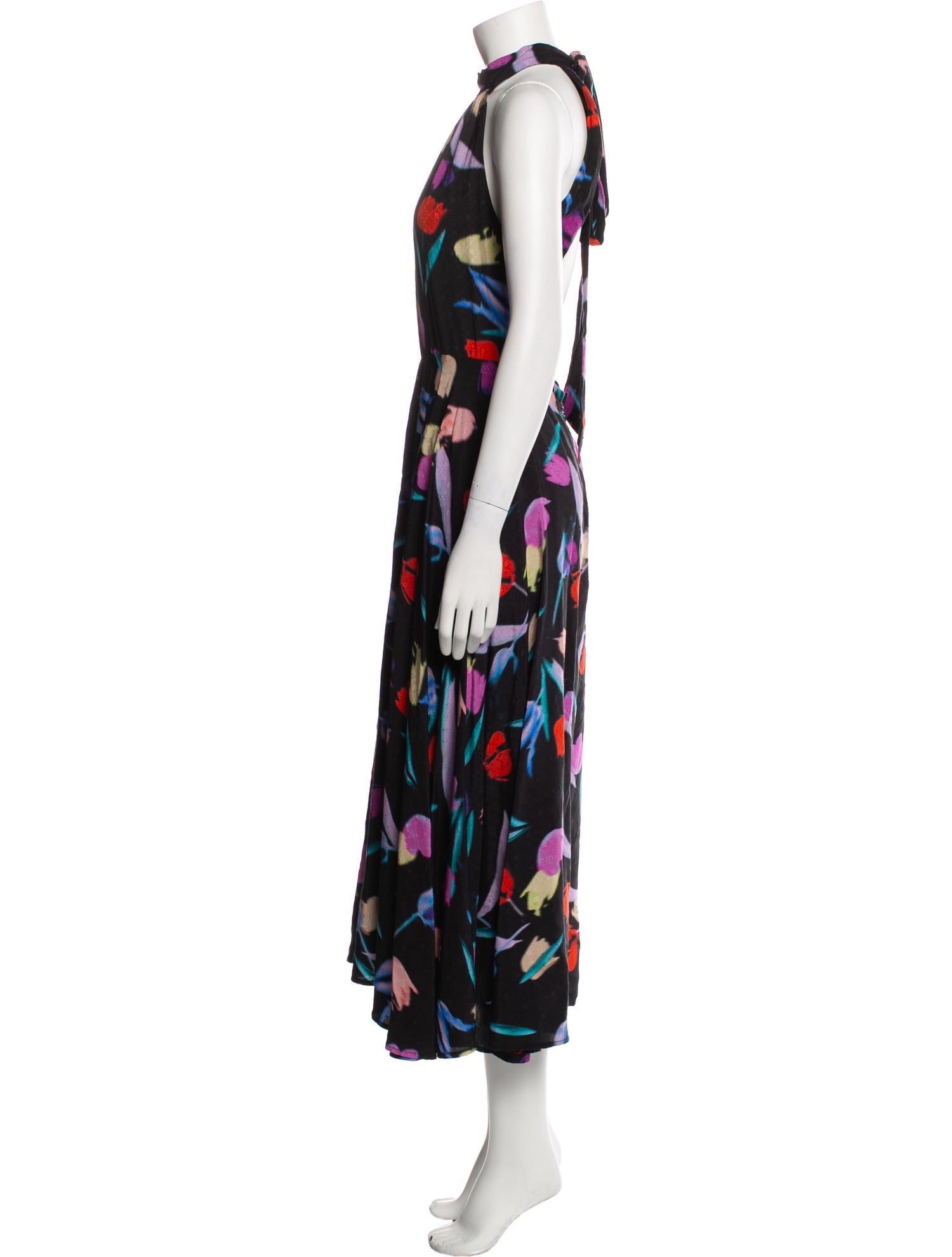 ROTATE Birger Christensen Floral Print Long Dress