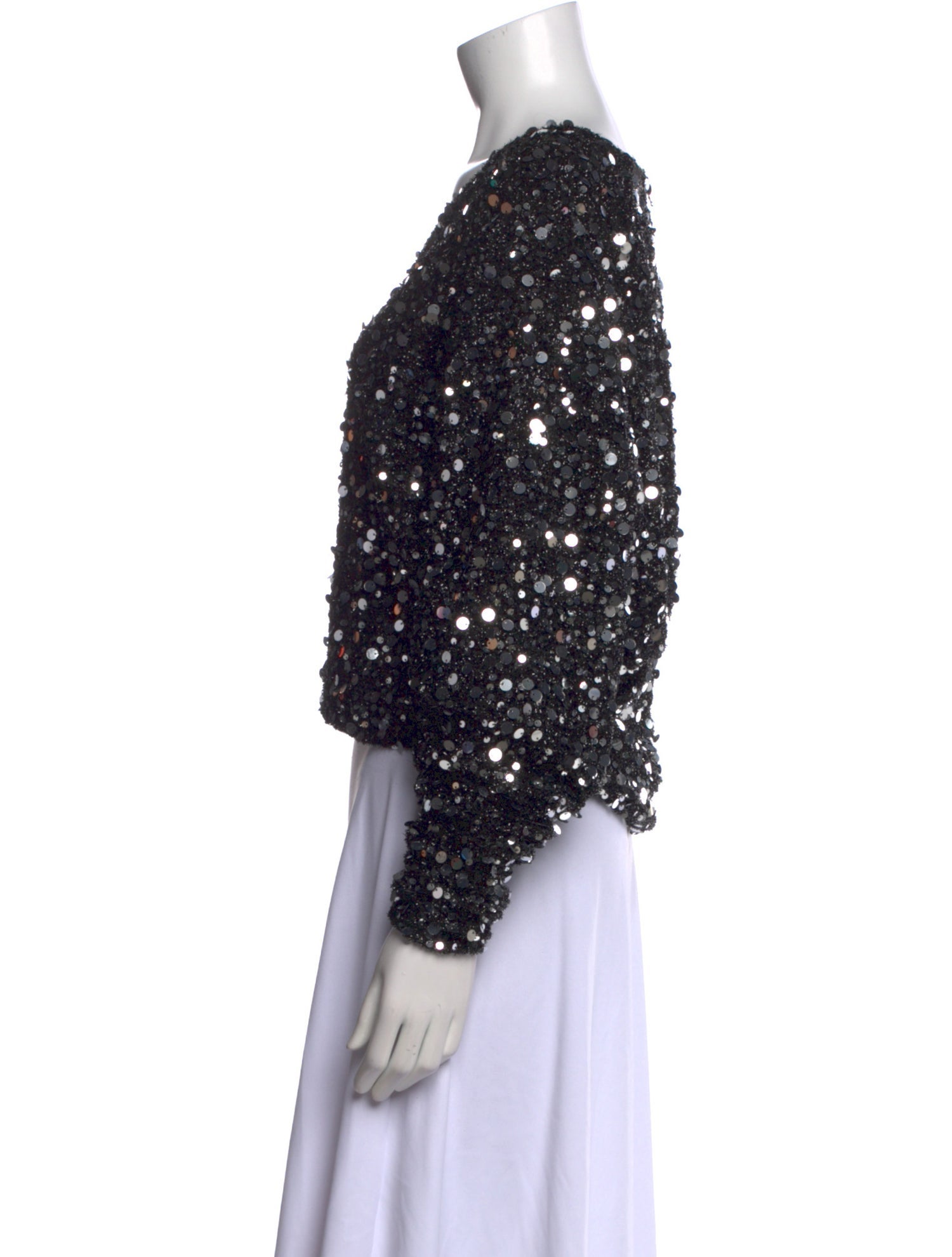 ROTATE Birger Christensen V-Neck Long Sleeve Crop Top