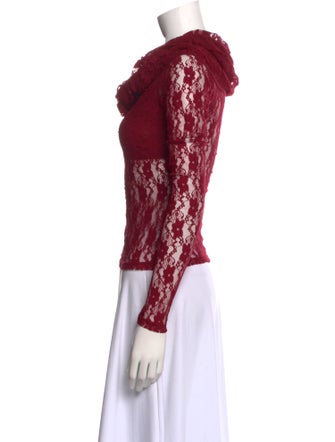 ROTATE Birger Christensen Lace Pattern Cowl Neck Crop Top