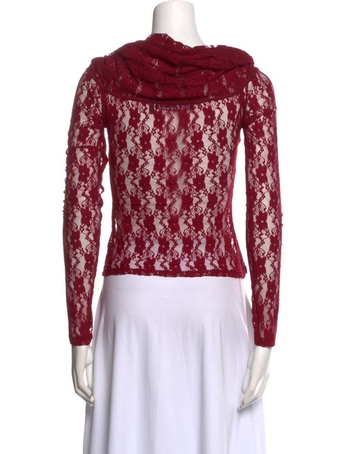ROTATE Birger Christensen Lace Pattern Cowl Neck Crop Top