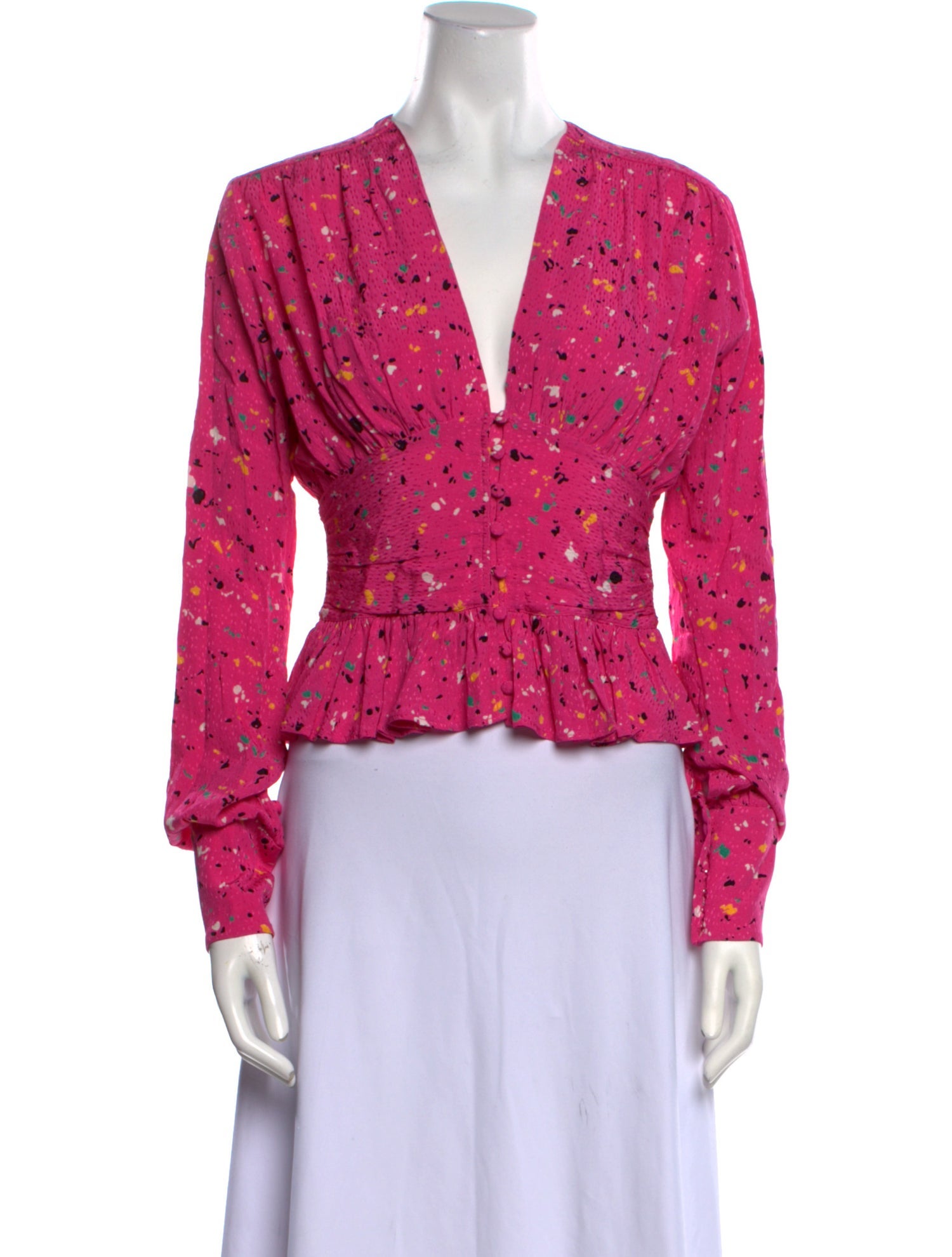 ROTATE Birger Christensen Floral Print V-Neck Crop Top