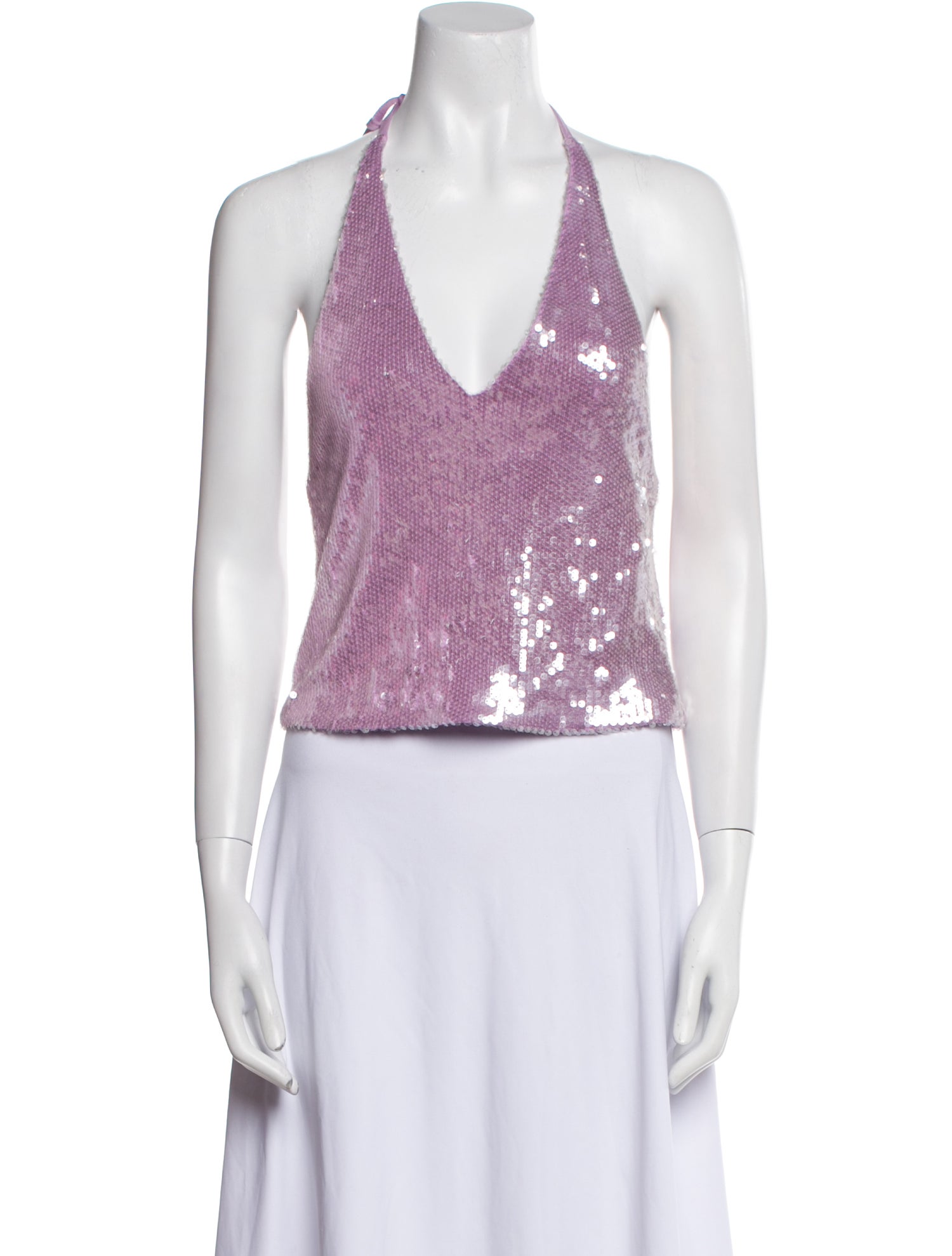 ROTATE Birger Christensen Patterned Halterneck Crop Top