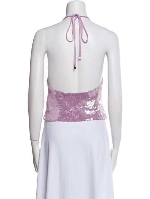 ROTATE Birger Christensen Patterned Halterneck Crop Top