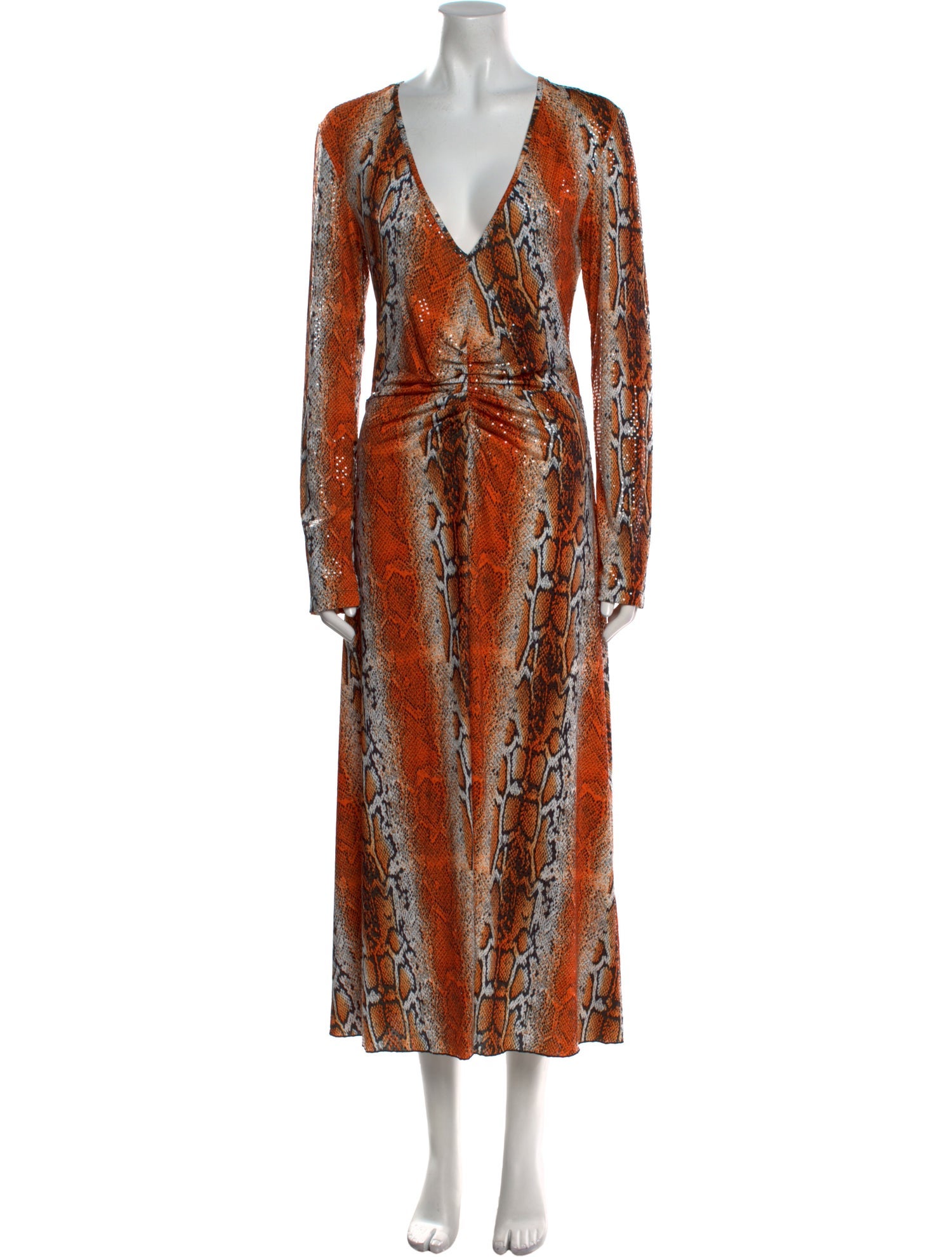 ROTATE Birger Christensen Animal Print Long Dress
