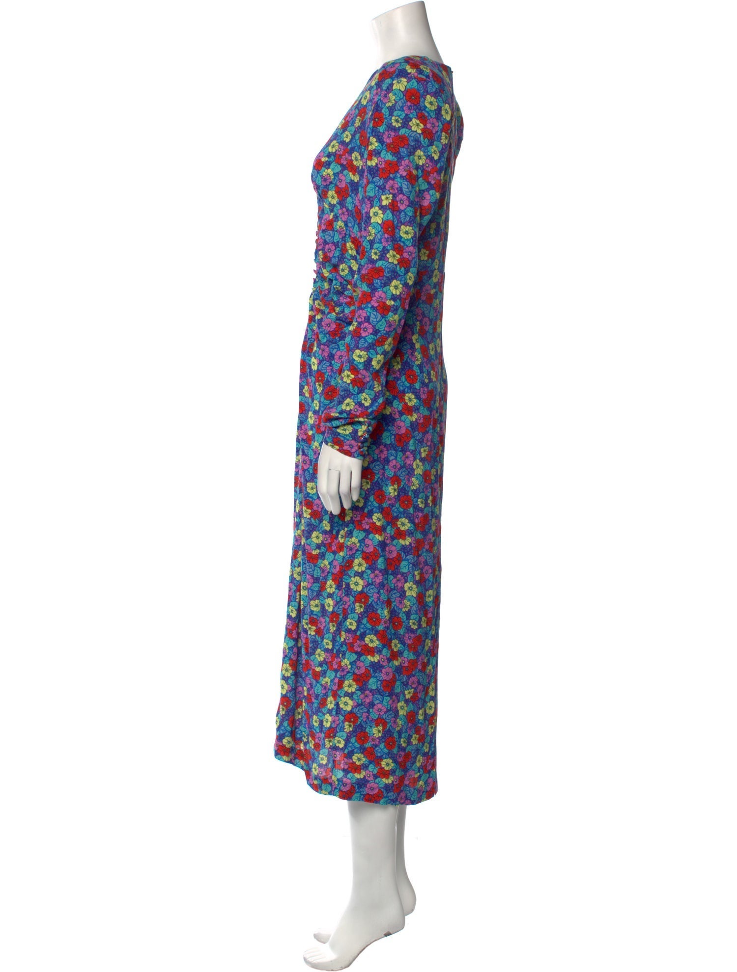 ROTATE Birger Christensen Floral Print Long Dress