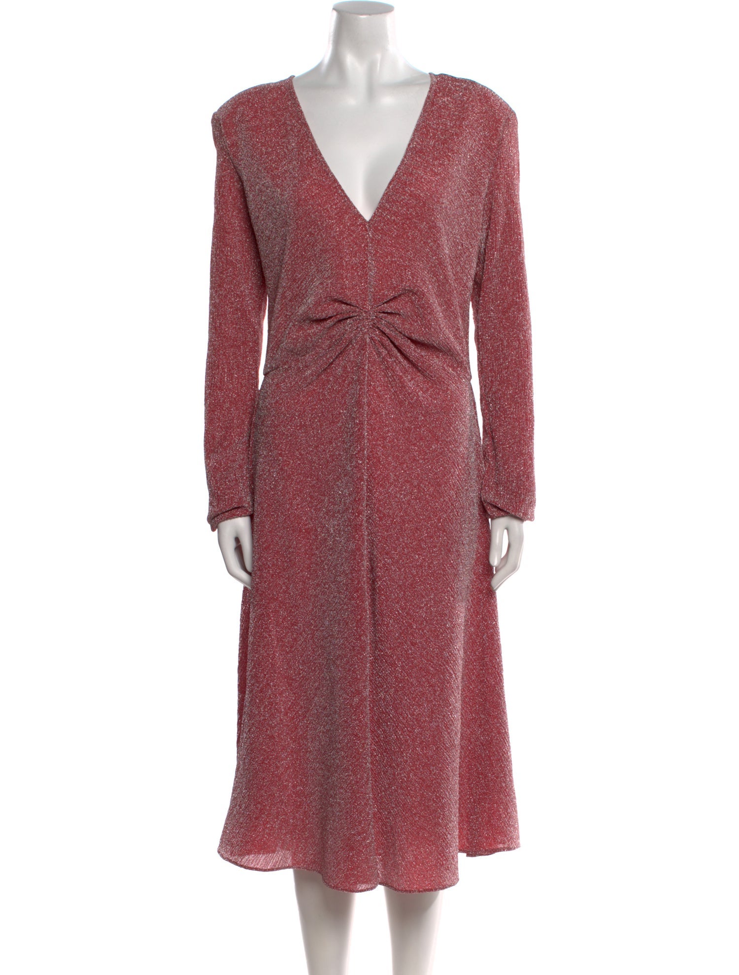 ROTATE Birger Christensen V-Neck Midi Length Dress