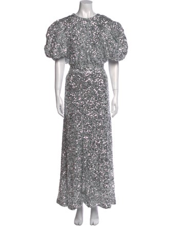 ROTATE Birger Christensen Floral Print Midi Length Dress