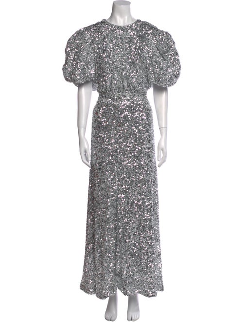 ROTATE Birger Christensen Floral Print Midi Length Dress