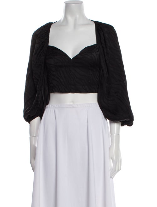 ROTATE Birger Christensen Square Neckline Three-Quarter Sleeve Crop Top