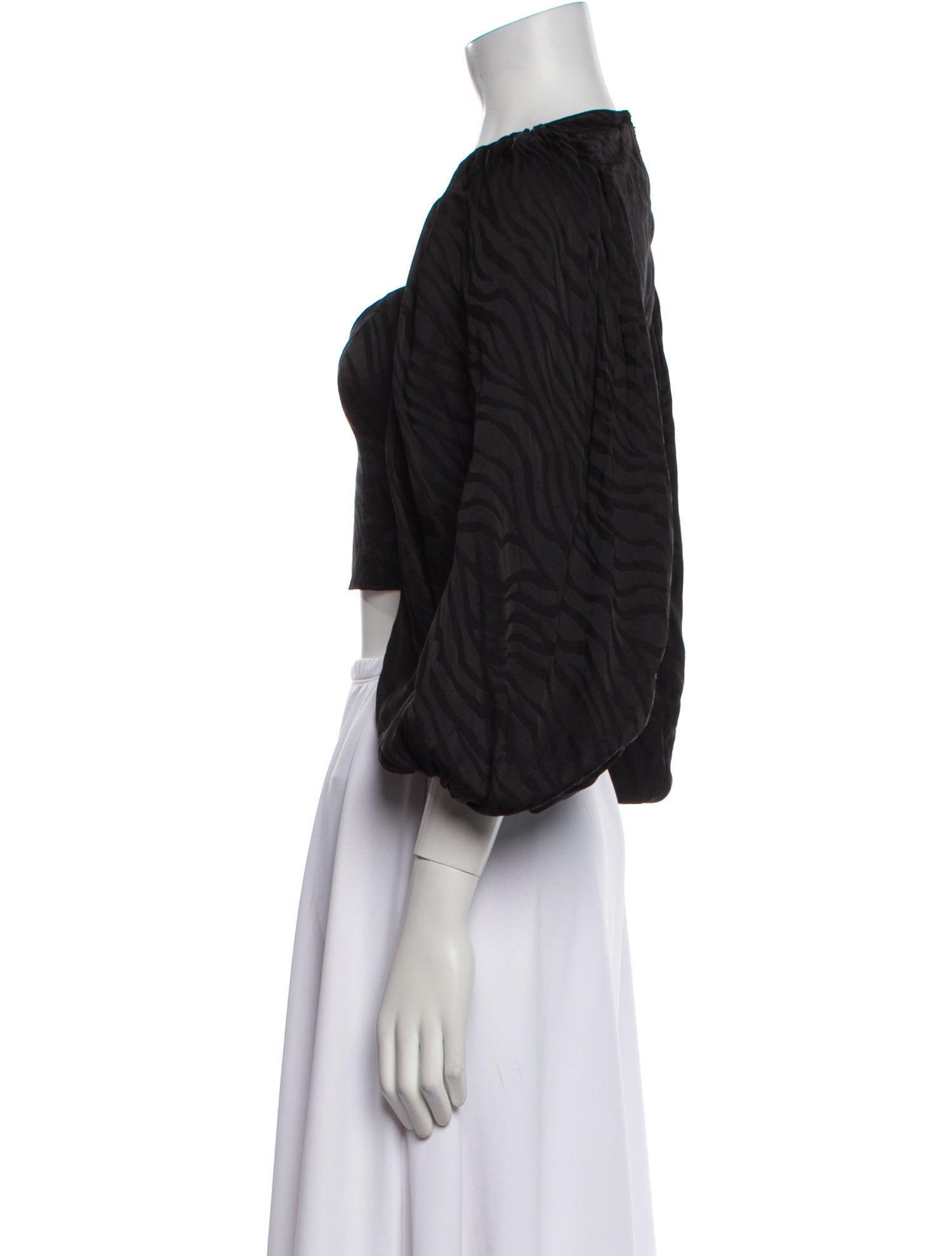 ROTATE Birger Christensen Square Neckline Three-Quarter Sleeve Crop Top