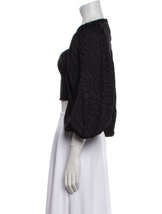 ROTATE Birger Christensen Square Neckline Three-Quarter Sleeve Crop Top