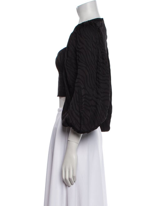 ROTATE Birger Christensen Square Neckline Three-Quarter Sleeve Crop Top