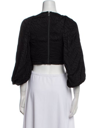 ROTATE Birger Christensen Square Neckline Three-Quarter Sleeve Crop Top