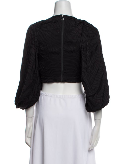 ROTATE Birger Christensen Square Neckline Three-Quarter Sleeve Crop Top