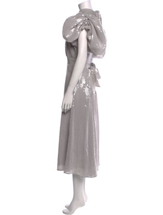 ROTATE Birger Christensen Mock Neck Midi Length Dress