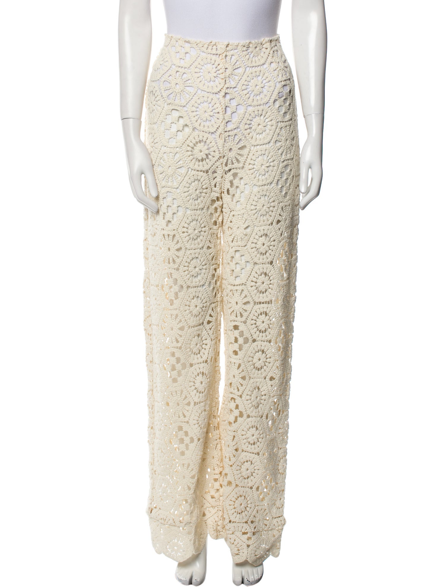 ROTATE Birger Christensen Lace Pattern Wide Leg Pants