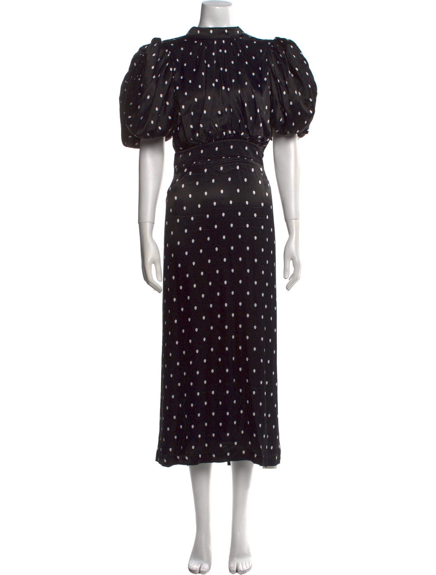 ROTATE Birger Christensen Polka Dot Print Long Dress