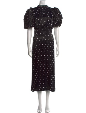 ROTATE Birger Christensen Polka Dot Print Long Dress