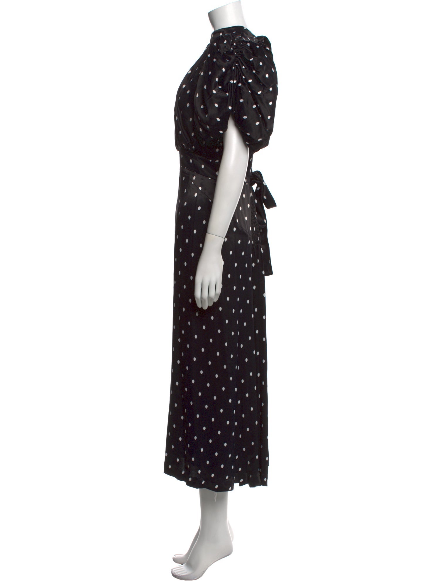 ROTATE Birger Christensen Polka Dot Print Long Dress