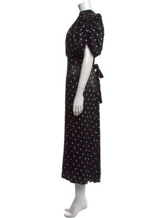 ROTATE Birger Christensen Polka Dot Print Long Dress