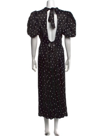 ROTATE Birger Christensen Polka Dot Print Long Dress