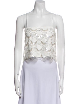 ROTATE Birger Christensen Square Neckline Sleeveless Crop Top