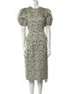 ROTATE Birger Christensen Floral Print Midi Length Dress