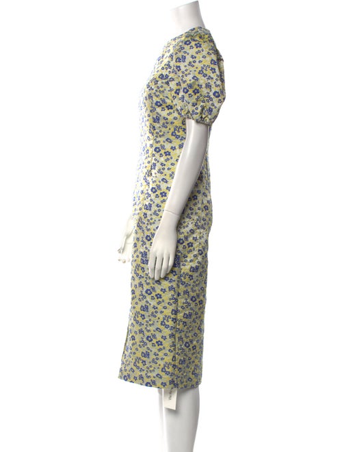 ROTATE Birger Christensen Floral Print Midi Length Dress