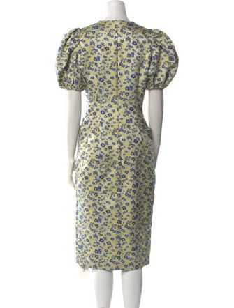 ROTATE Birger Christensen Floral Print Midi Length Dress
