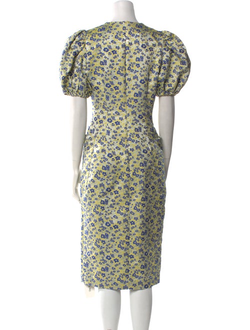 ROTATE Birger Christensen Floral Print Midi Length Dress