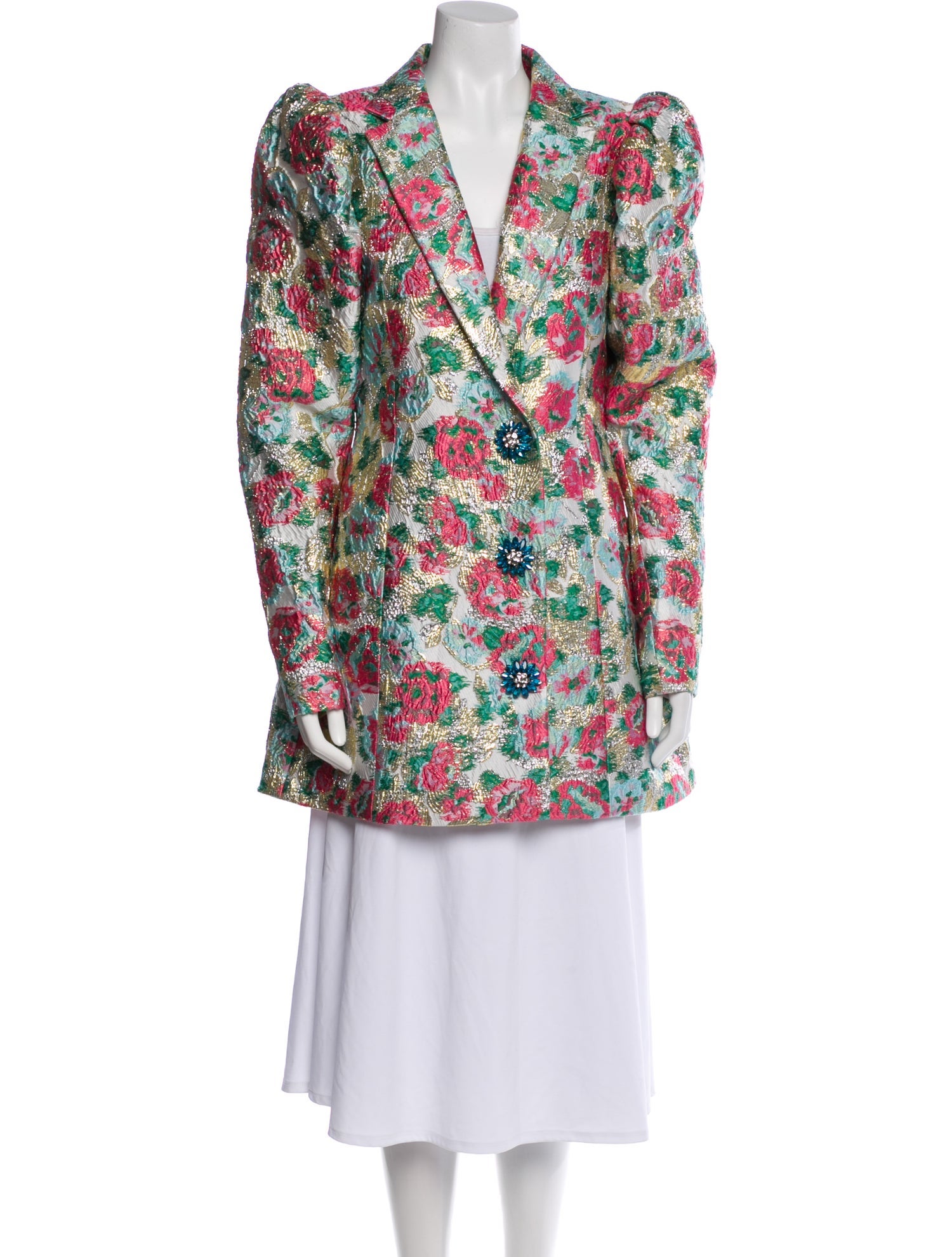 ROTATE Birger Christensen Floral Print Peacoat