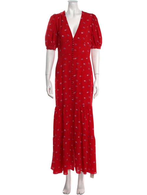ROTATE Birger Christensen Floral Print Long Dress