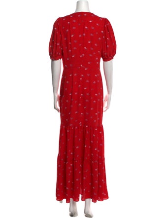 ROTATE Birger Christensen Floral Print Long Dress
