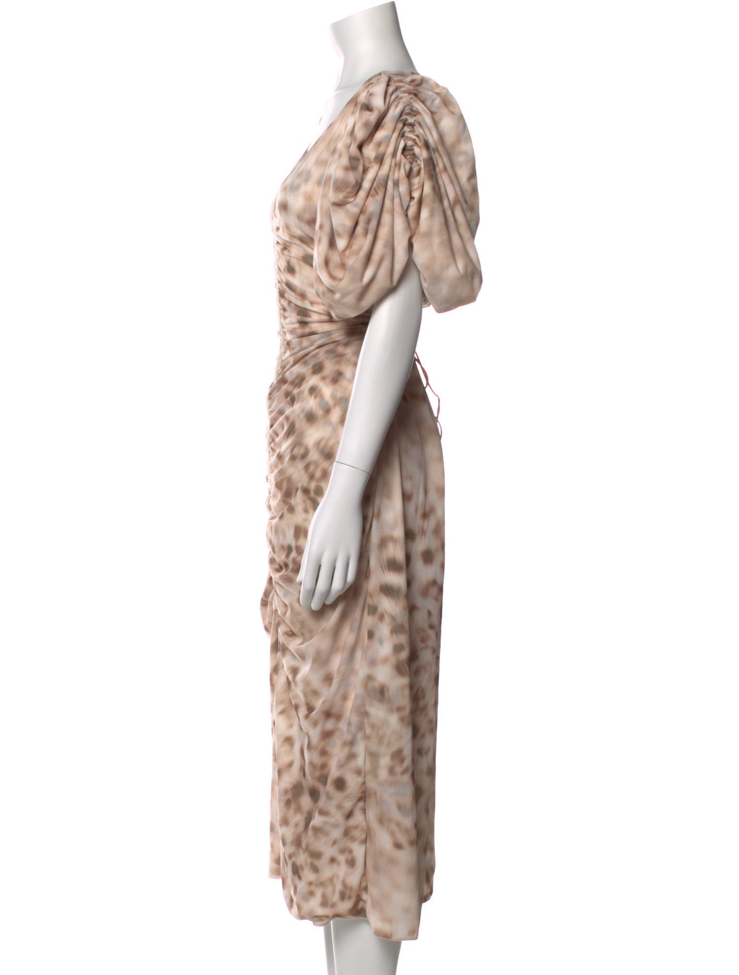 ROTATE Birger Christensen Animal Print Midi Length Dress