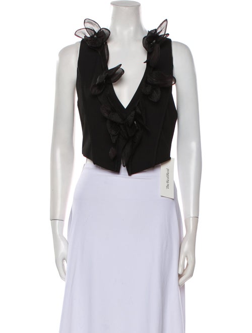 ROTATE Birger Christensen V-Neck Sleeveless Crop Top