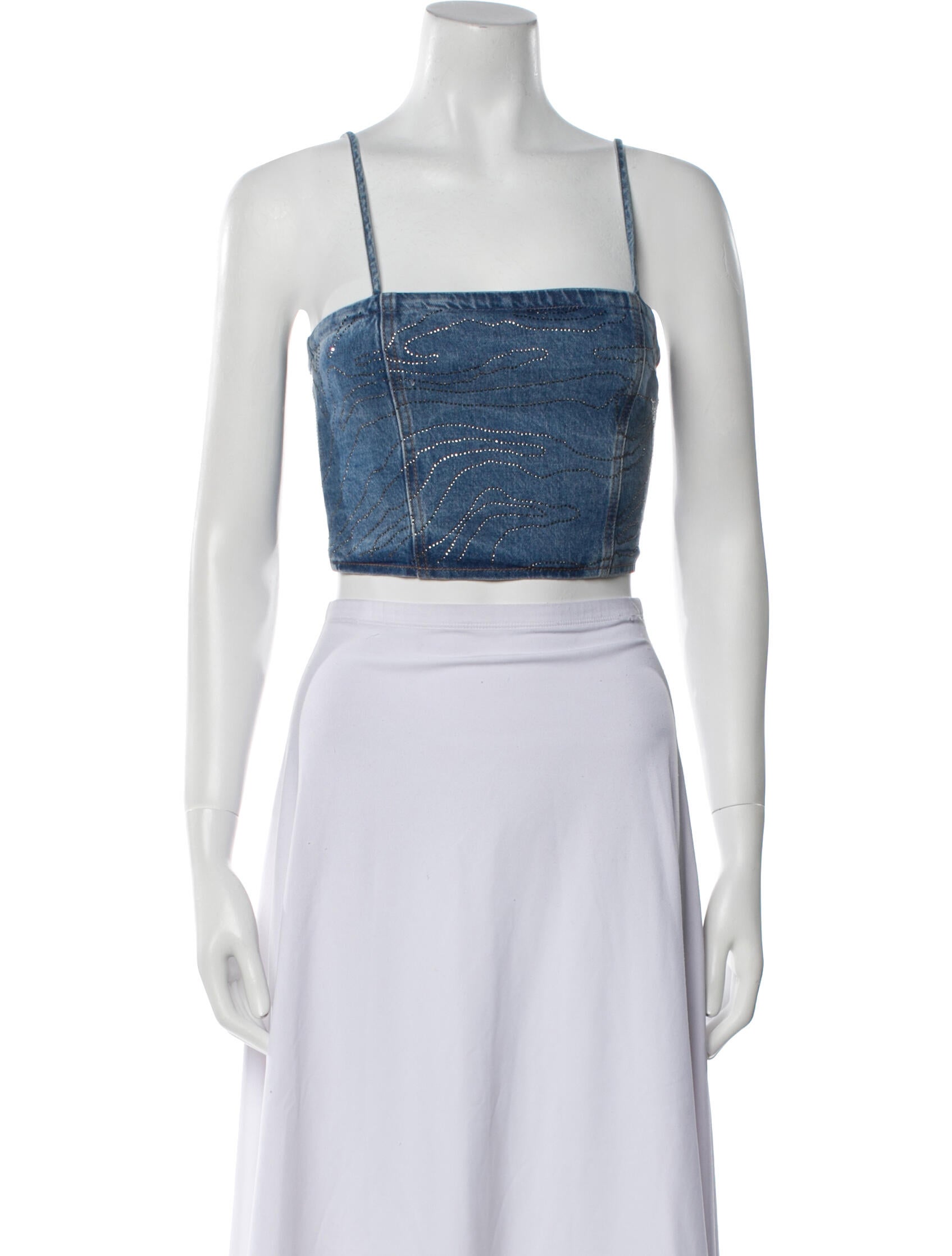 ROTATE Birger Christensen Square Neckline Sleeveless Crop Top