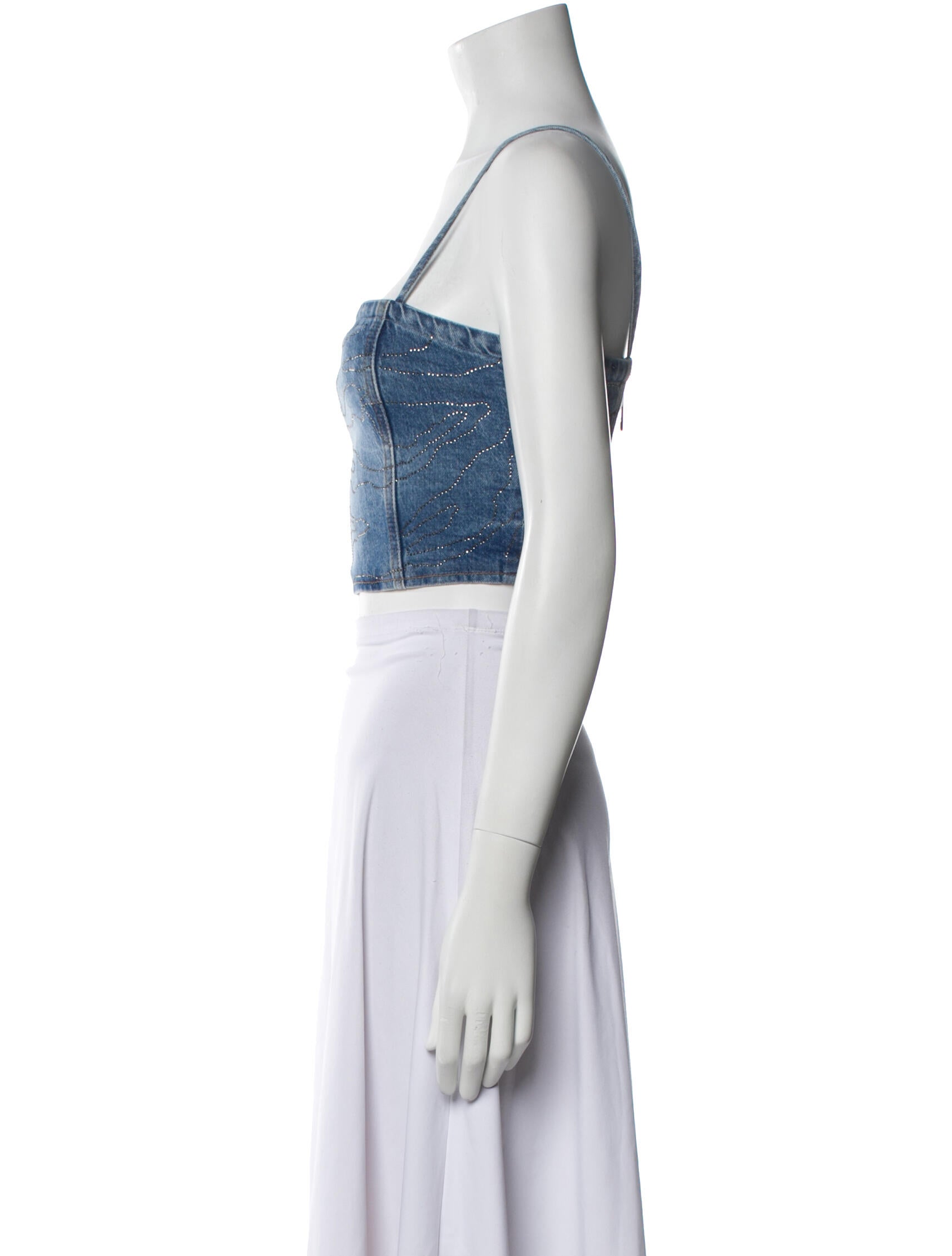 ROTATE Birger Christensen Square Neckline Sleeveless Crop Top