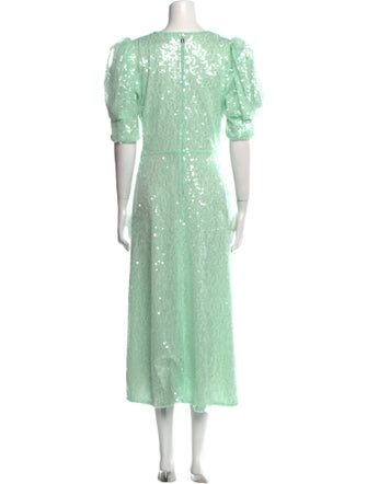 ROTATE Birger Christensen V-Neck Midi Length Dress