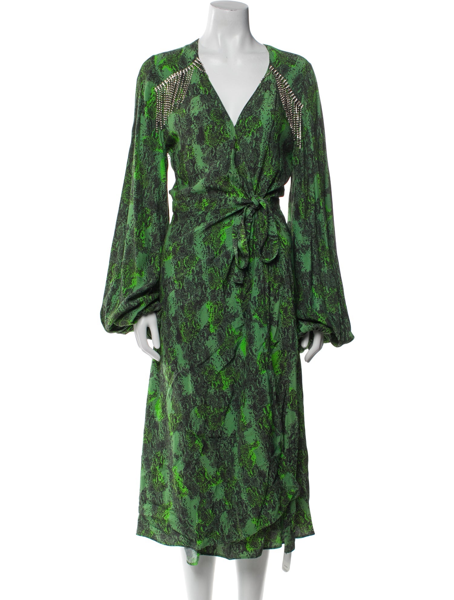 ROTATE Birger Christensen Paisley Print Midi Length Dress