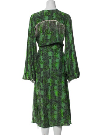 ROTATE Birger Christensen Paisley Print Midi Length Dress