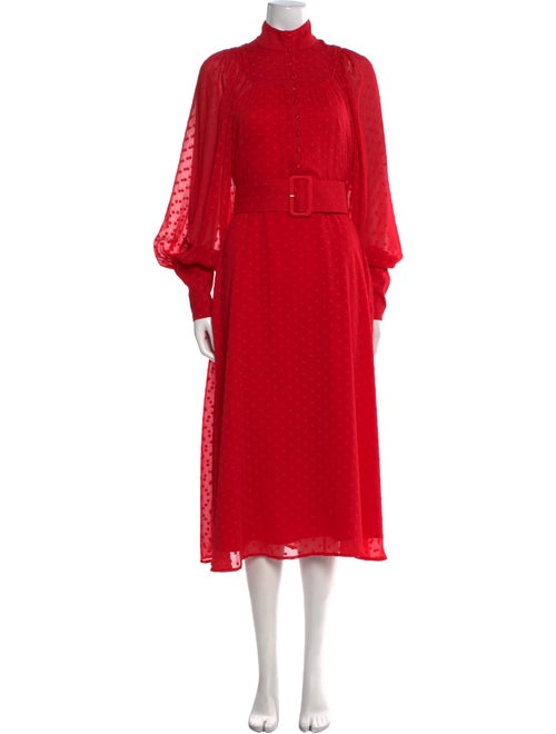 ROTATE Birger Christensen Mock Neck Midi Length Dress