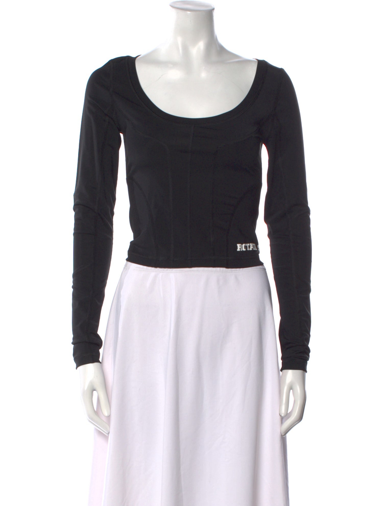 ROTATE Birger Christensen Scoop Neck Long Sleeve Crop Top