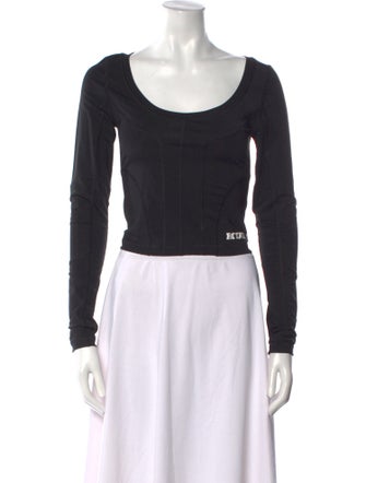 ROTATE Birger Christensen Scoop Neck Long Sleeve Crop Top