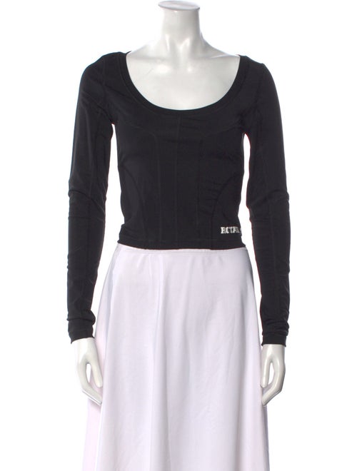 ROTATE Birger Christensen Scoop Neck Long Sleeve Crop Top