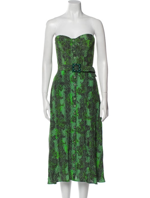 ROTATE Birger Christensen Animal Print Midi Length Dress