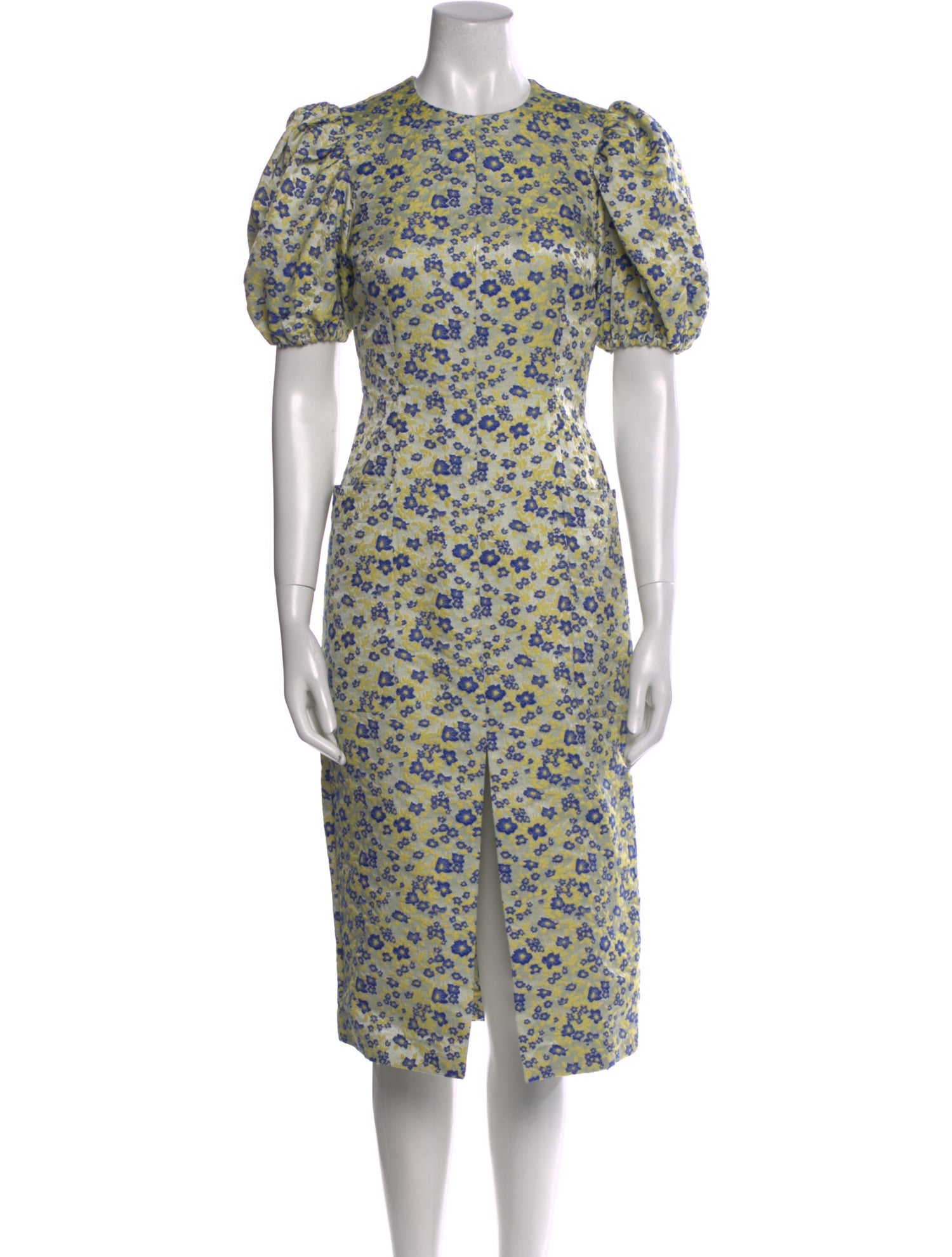 ROTATE Birger Christensen Floral Print Midi Length Dress