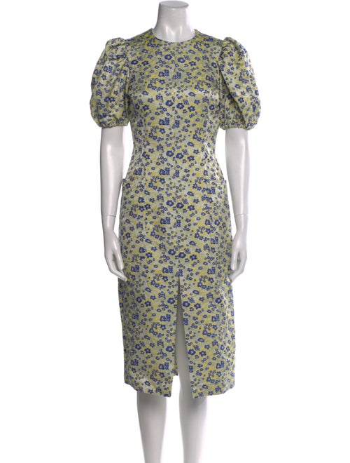 ROTATE Birger Christensen Floral Print Midi Length Dress