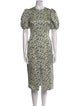 ROTATE Birger Christensen Floral Print Midi Length Dress